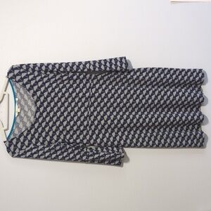 Boden Navy and Cream Geometric Long Sleeve Dress Size 8